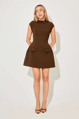 Odd Muse The Ultimate Muse Cap Sleeve Mini Dress - Chocolate