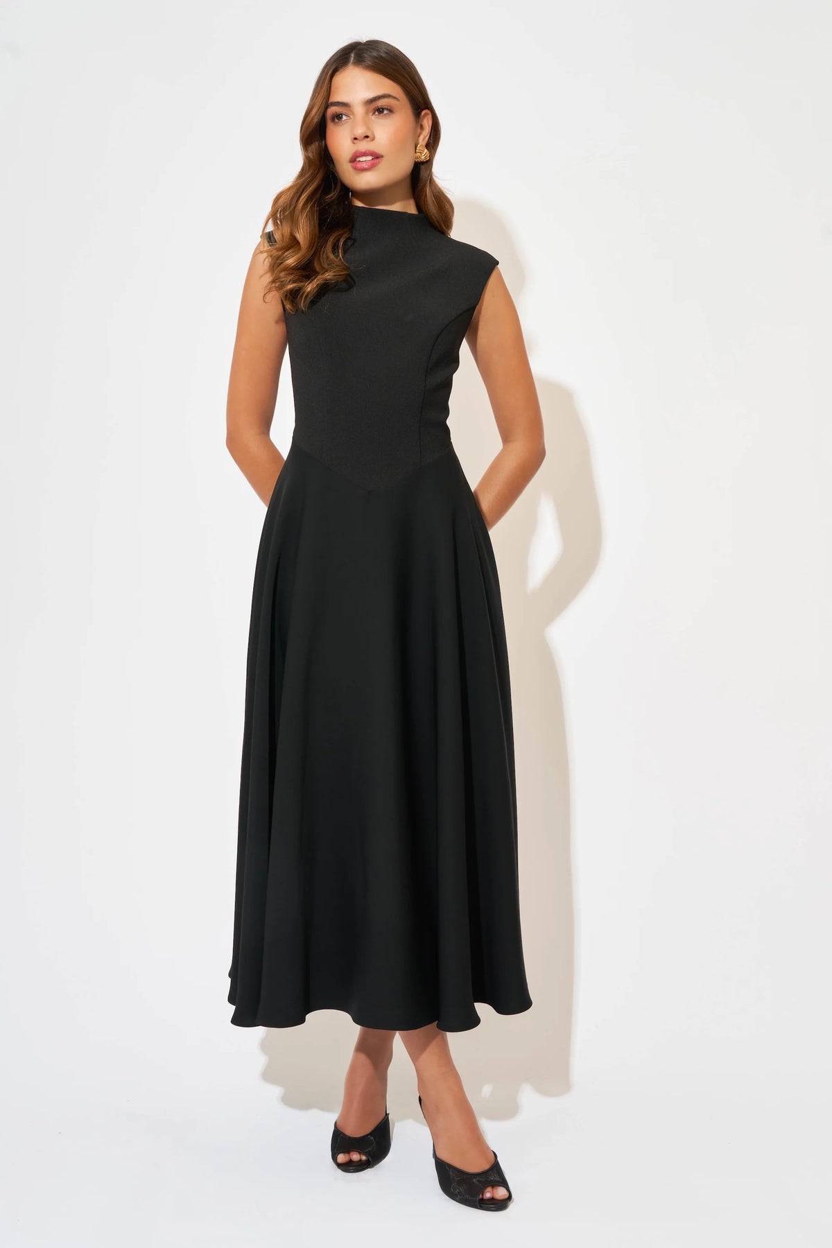 Odd Muse The Ultimate Muse High Waist Sleeveless Midi Dress - Black