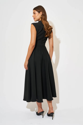 Odd Muse The Ultimate Muse High Waist Sleeveless Midi Dress - Black
