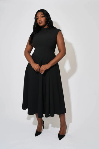 Odd Muse The Ultimate Muse High Waist Sleeveless Midi Dress - Black