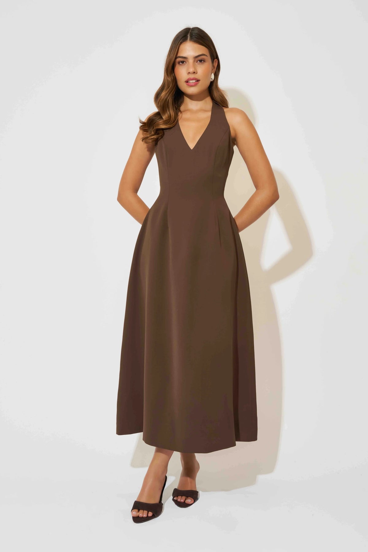 Odd Muse The Ultimate Muse Volume Skirt Midi Dress - Brown