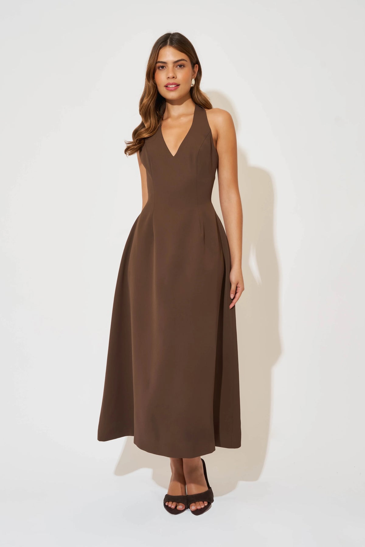 Odd Muse The Ultimate Muse Volume Skirt Midi Dress - Brown