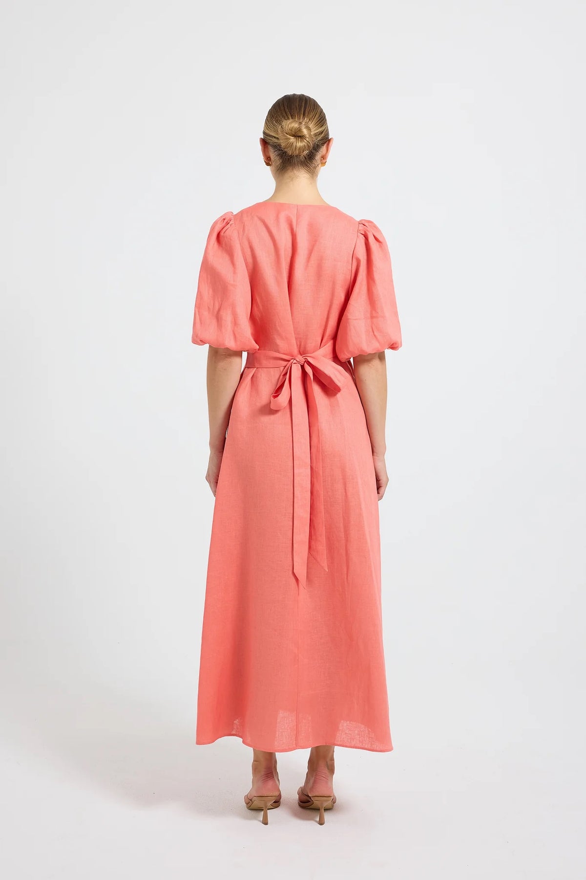 Pasduchas Vera Button Midi Dress - Tangerine