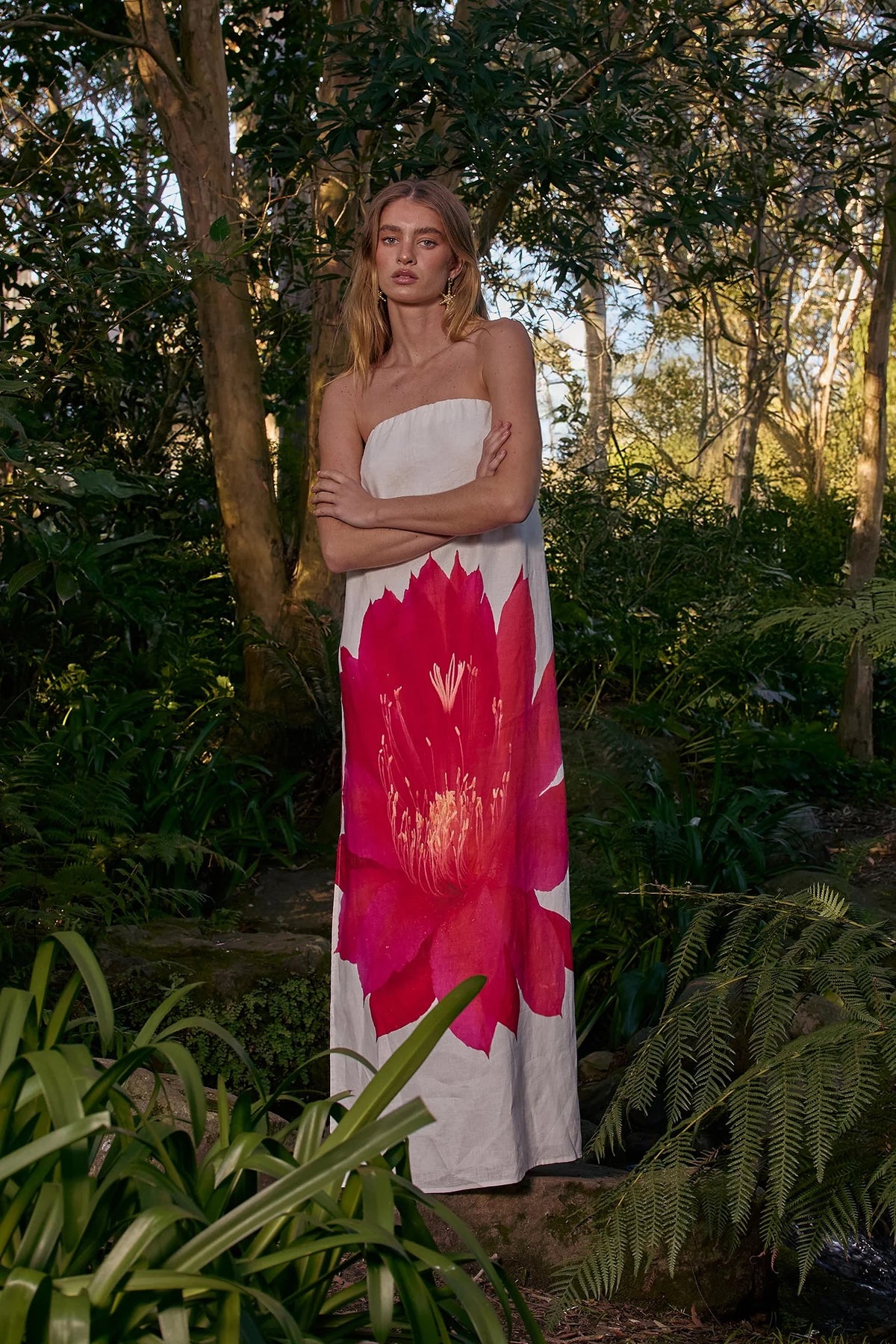 Pasduchas Aurelia Strapless Maxi Dress - Magenta Floral