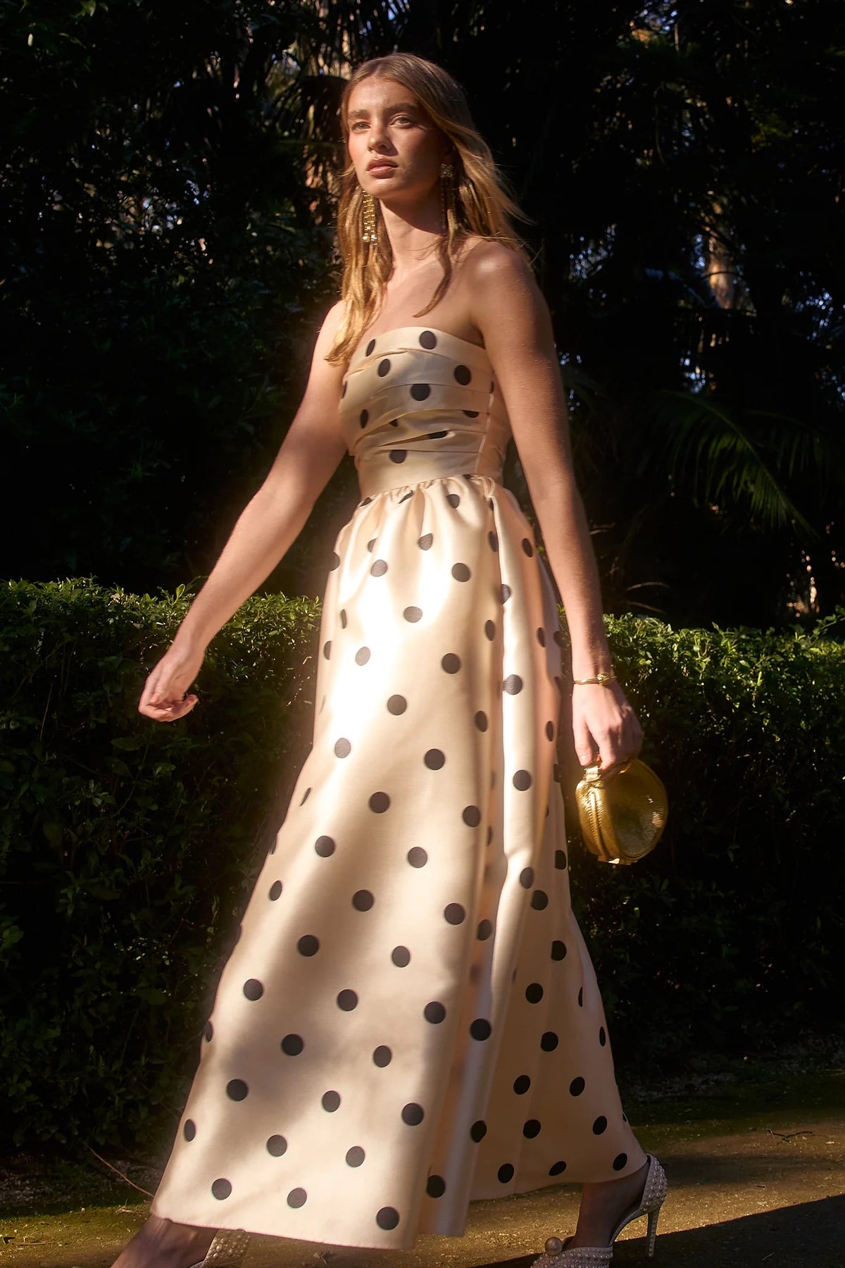 Pasduchas Dottie Strapless Midi Dress - Cream Black