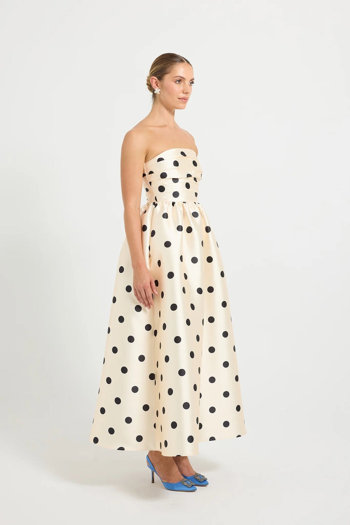 Pasduchas Dottie Strapless Midi Dress - Cream Black
