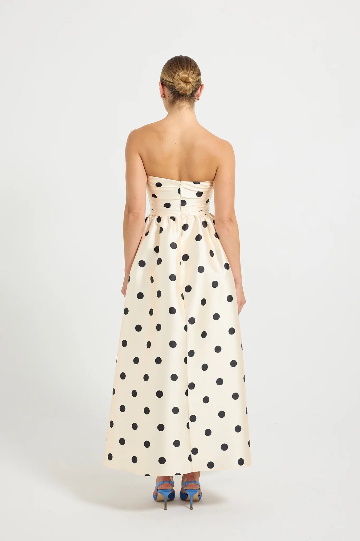 Pasduchas Dottie Strapless Midi Dress - Cream Black