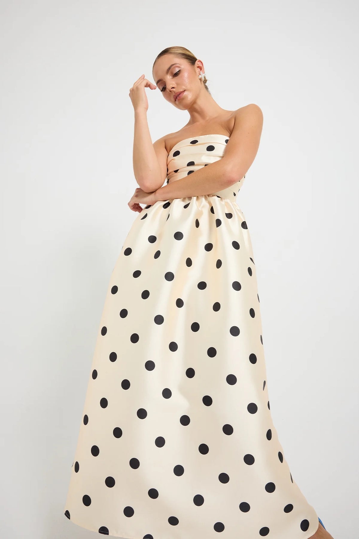 Pasduchas Dottie Strapless Midi Dress - Cream Black