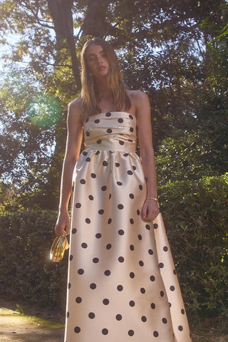 Pasduchas Dottie Strapless Midi Dress - Cream Black
