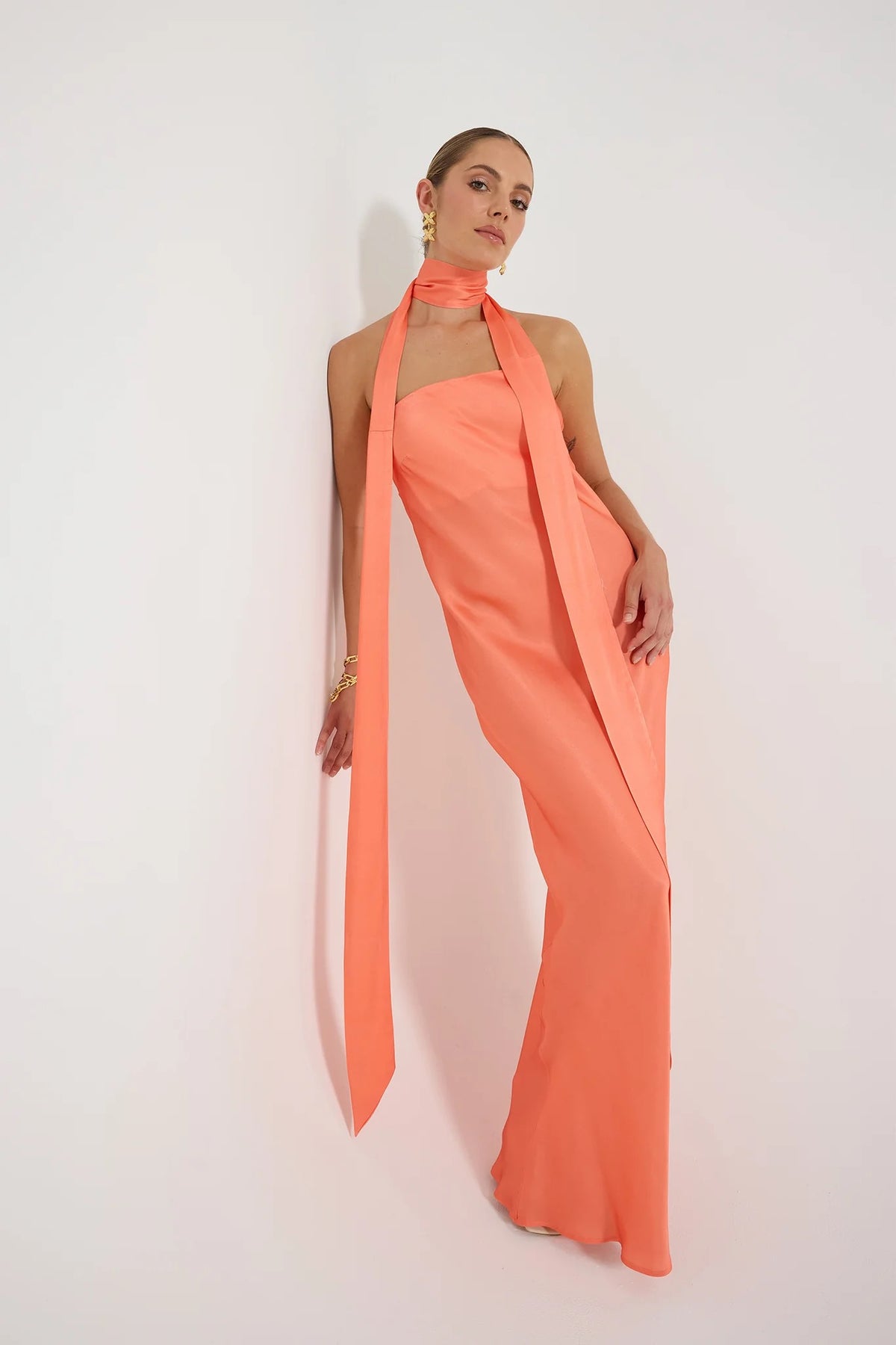 Pasduchas Quin Strapless Maxi Dress - Tangerine