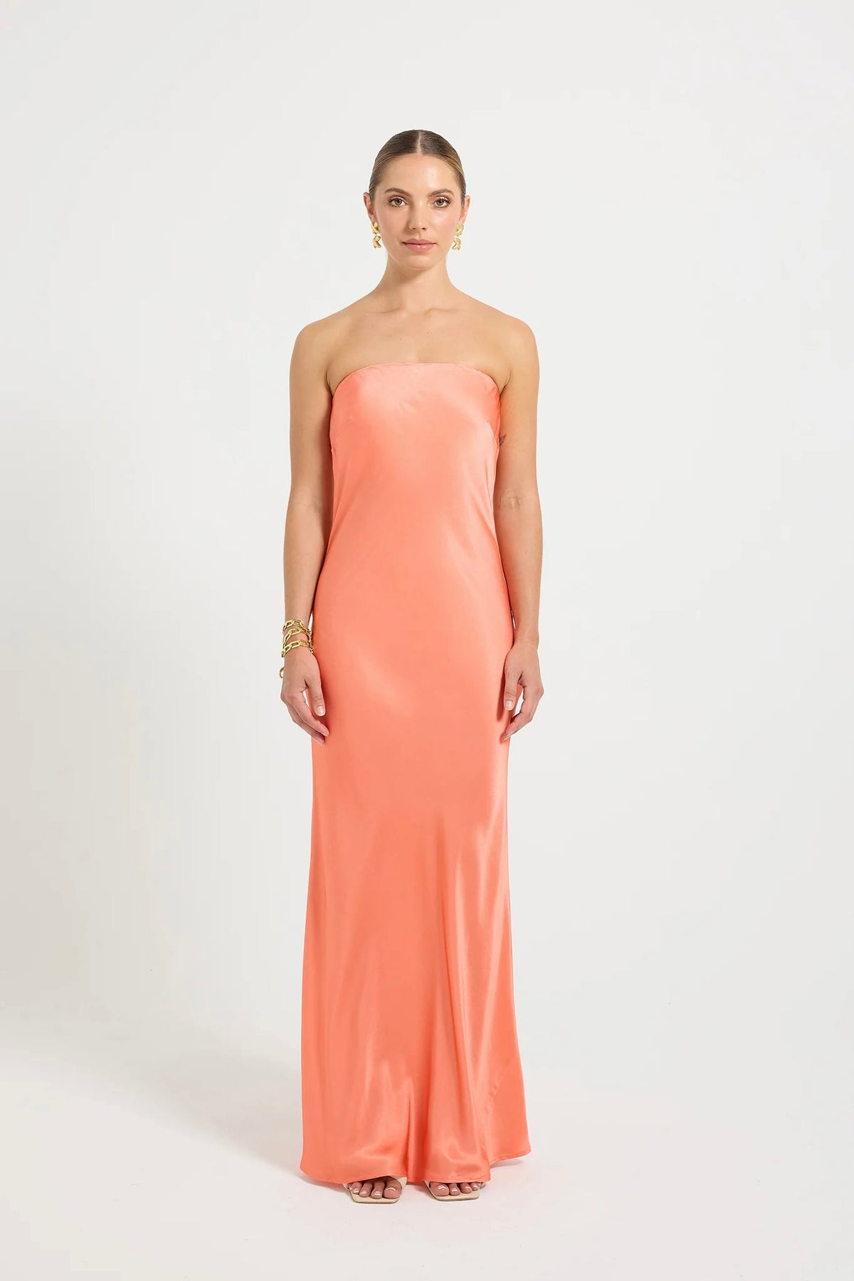 Pasduchas Quin Strapless Maxi Dress - Tangerine