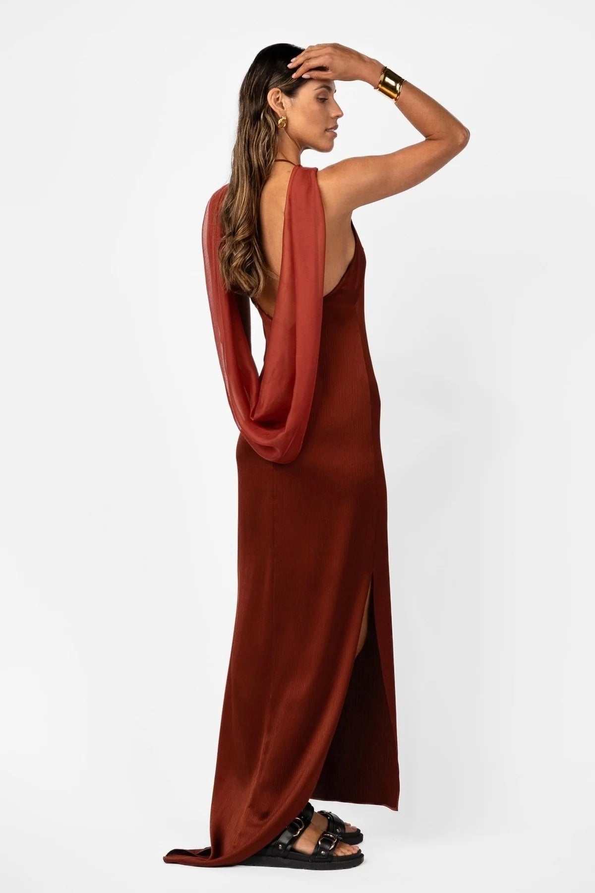 One Fell Swoop Velare Maxi Dress - Terra Rosa Satin