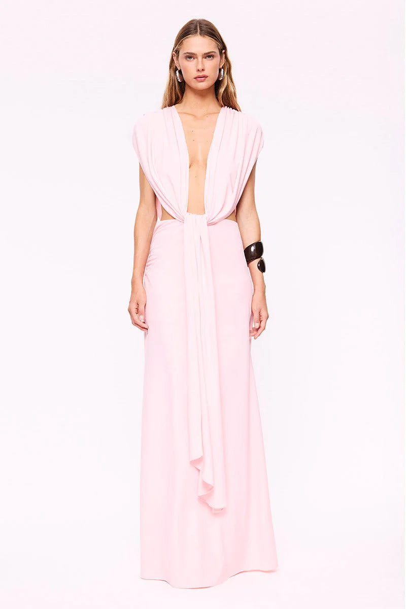 Suboo Jasmine Cutout Draped Gown - Pink