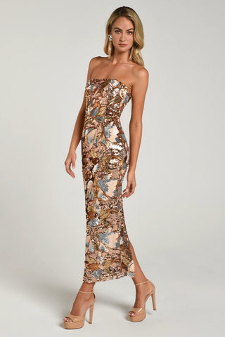 Helsi Leslie Sequin Midi Dress - Gold Platinum