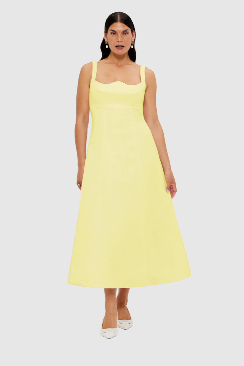 Leo Lin Odette Midi Dress - Sorbet Yellow - Dress Hire AU Leo Lin Odette Midi Dress - Sorbet Yellow - Dress Hire AU