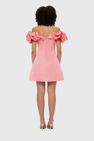 Leo Lin Bella Off Shoulder Frill Mini Dress - Strawberry Pink