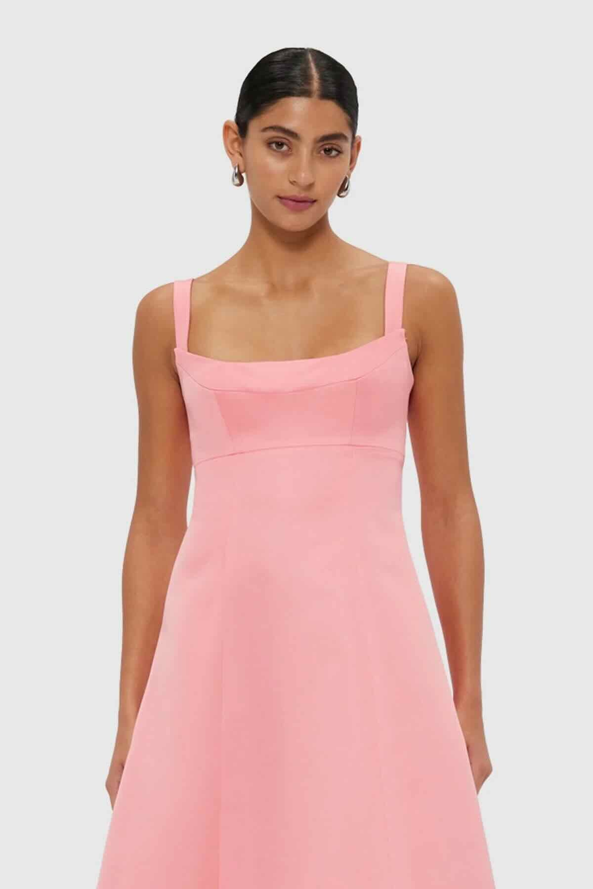 Leo Lin Odette Midi Dress - Strawberry Pink - Dress Hire AU Leo Lin Odette Midi Dress - Strawberry Pink - Dress Hire AU