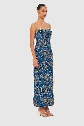 Leo Lin Rayna Bustier Maxi Dress - Marine Blue