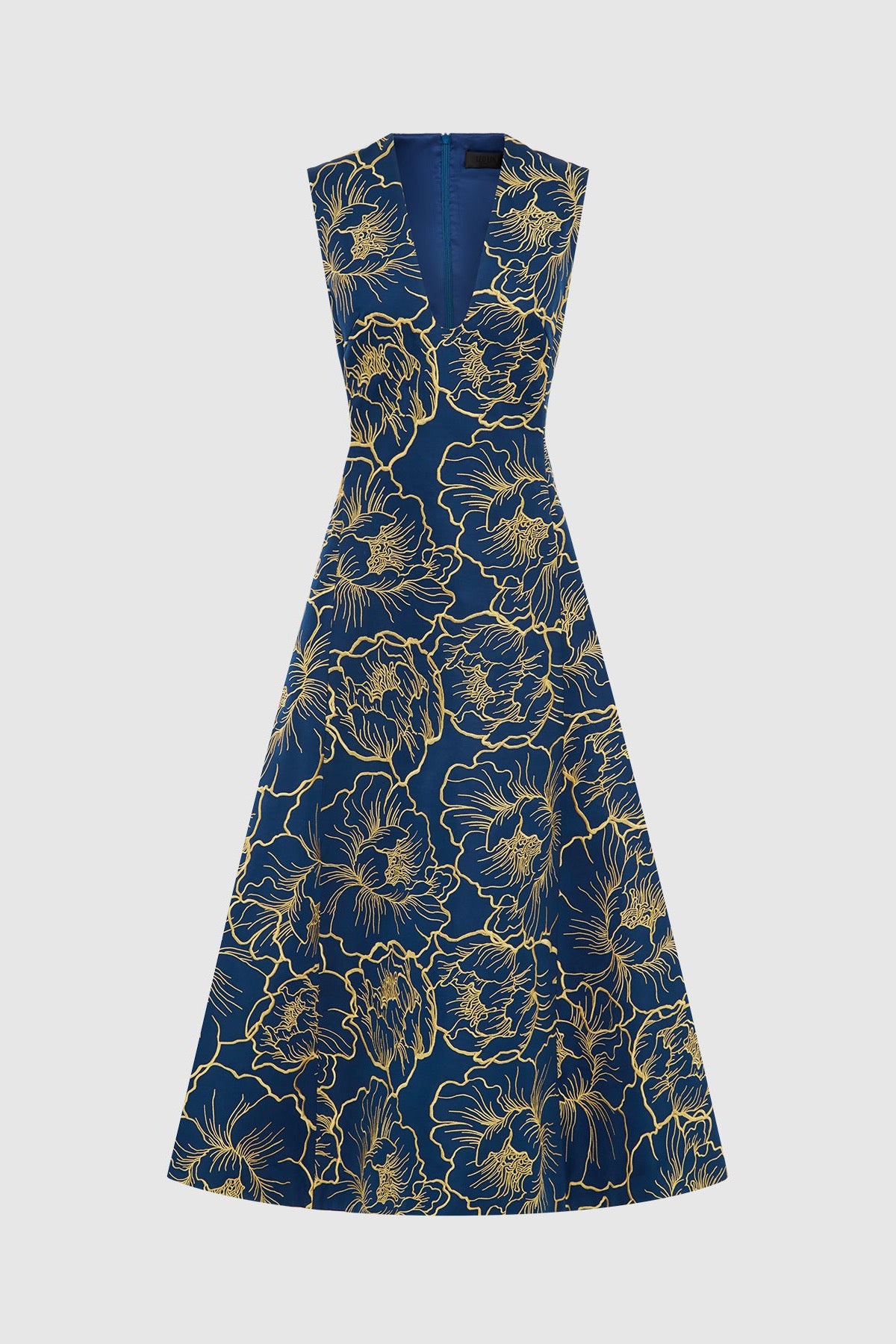 Leo Lin Nicole V Neck Midi Dress - Marine Blue