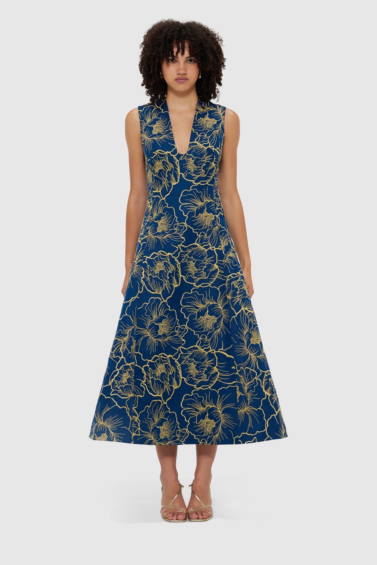 Leo Lin Nicole V Neck Midi Dress - Marine Blue - Dress Hire AU Leo Lin Nicole V Neck Midi Dress - Marine Blue - Dress Hire AU