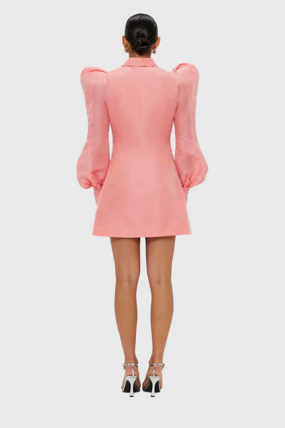 strapless open back dress Leo Lin Lana Structured Shoulder Mini Dress - Strawberry Pink