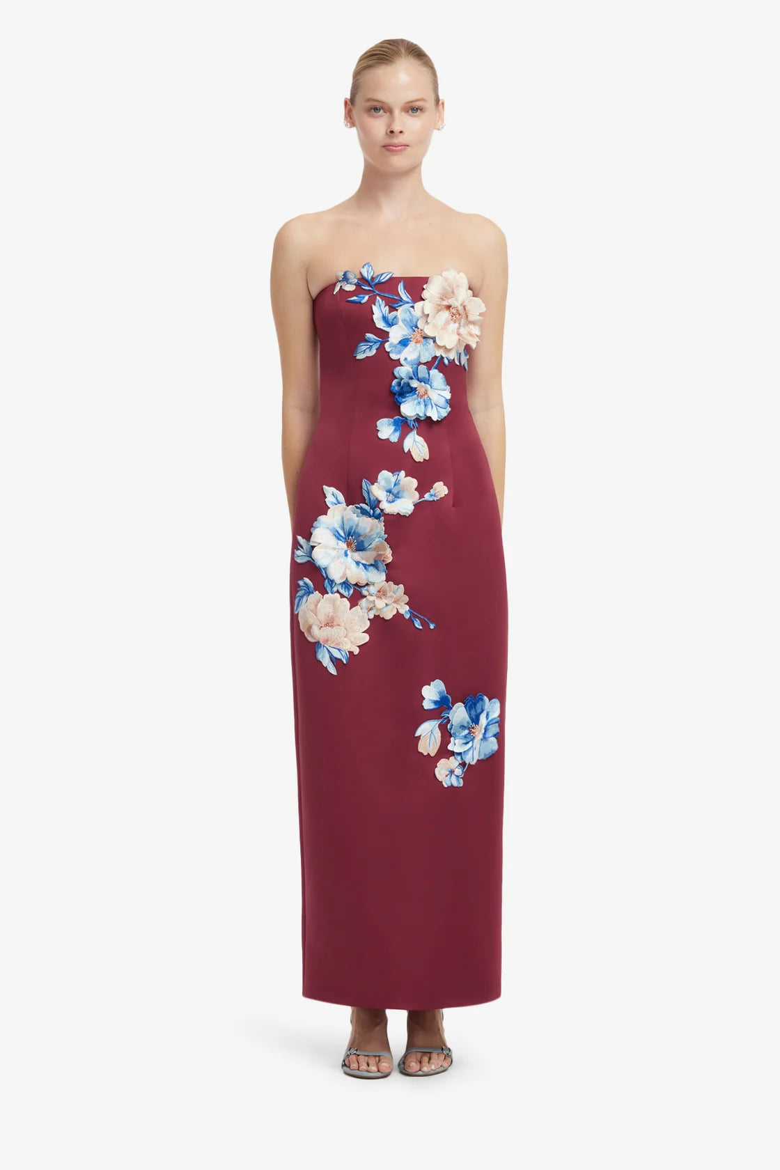 Leo Lin Rayna Embroidered Bustier Maxi Dress - Cosmos Print