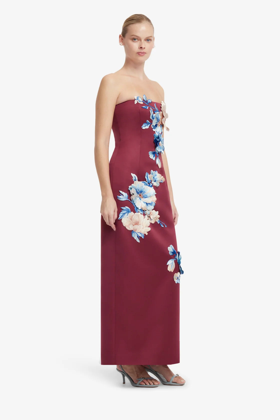 Leo Lin Rayna Embroidered Bustier Maxi Dress - Cosmos Print