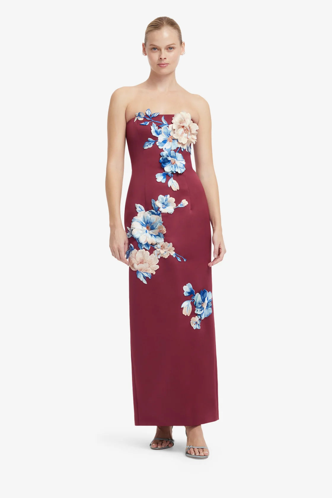Leo Lin Rayna Embroidered Bustier Maxi Dress - Cosmos Print