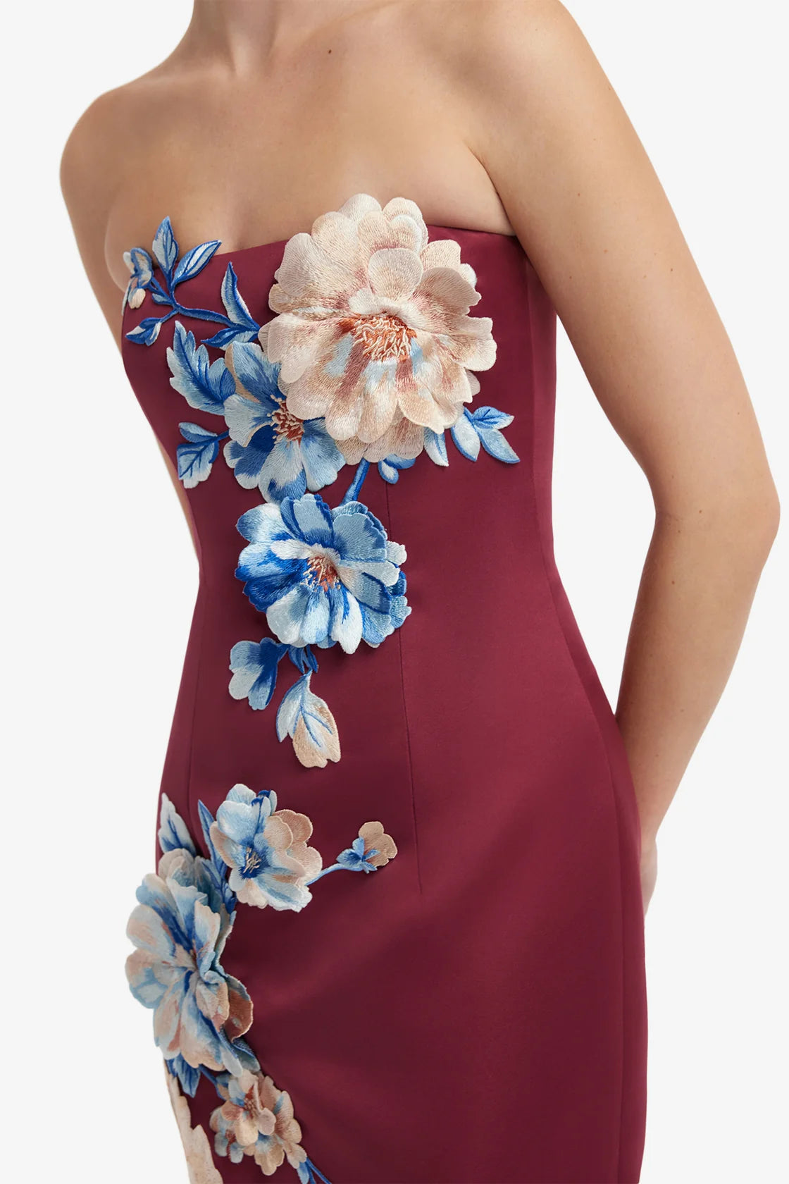 Leo Lin Rayna Embroidered Bustier Maxi Dress - Cosmos Print
