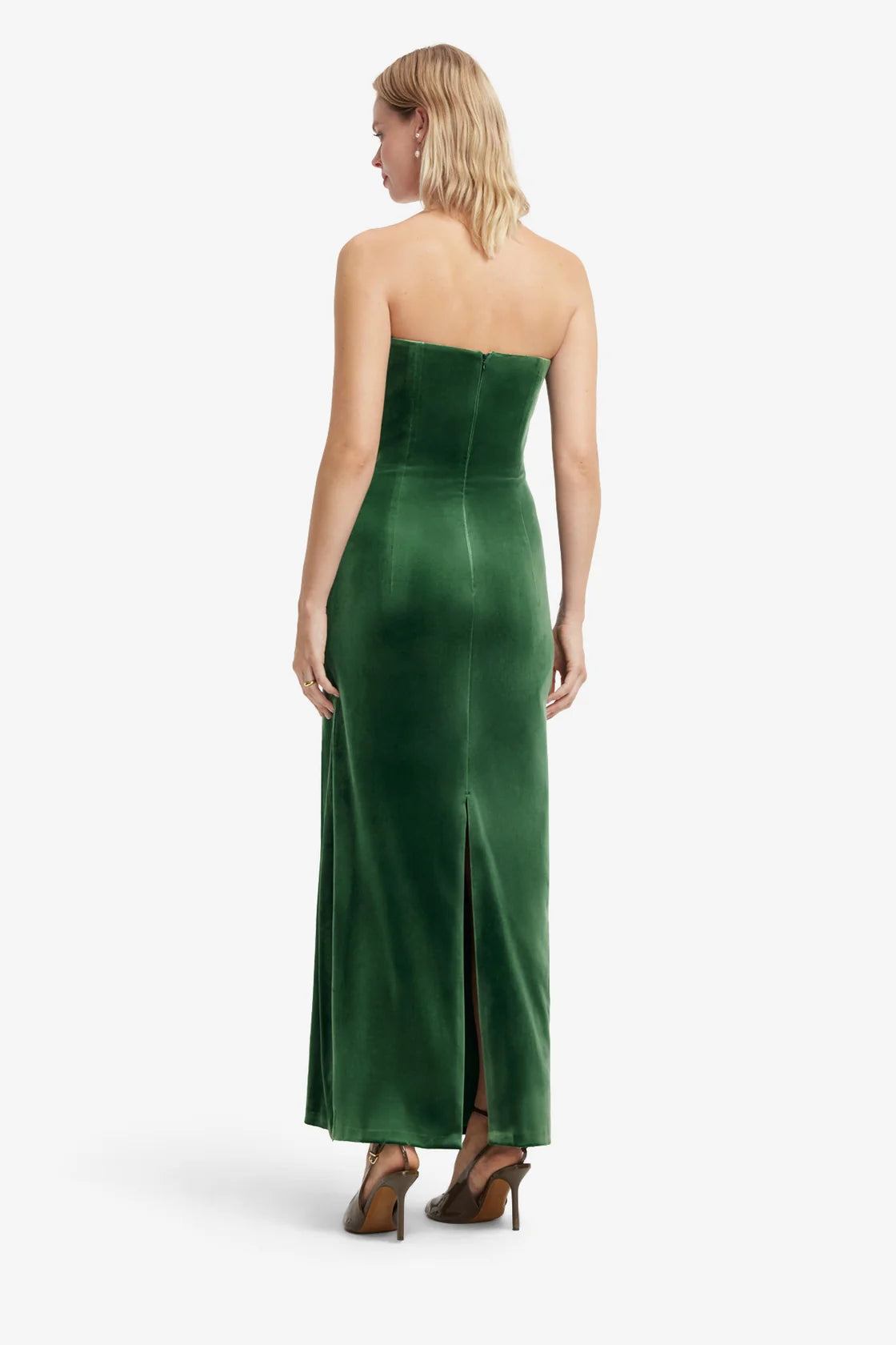 Leo Lin Velvet Ruffled Maxi Dress - Forest