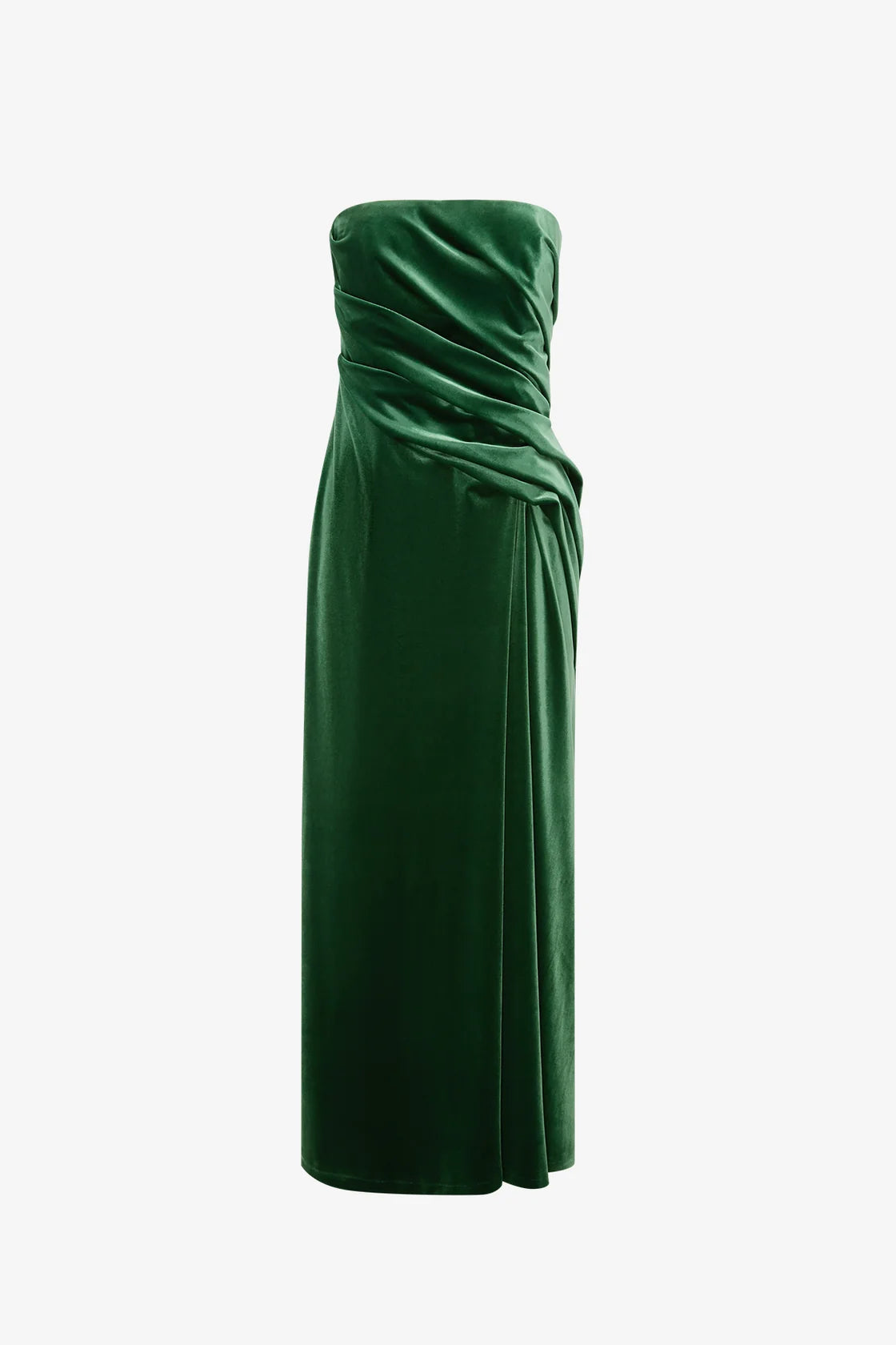 Leo Lin Velvet Ruffled Maxi Dress - Forest