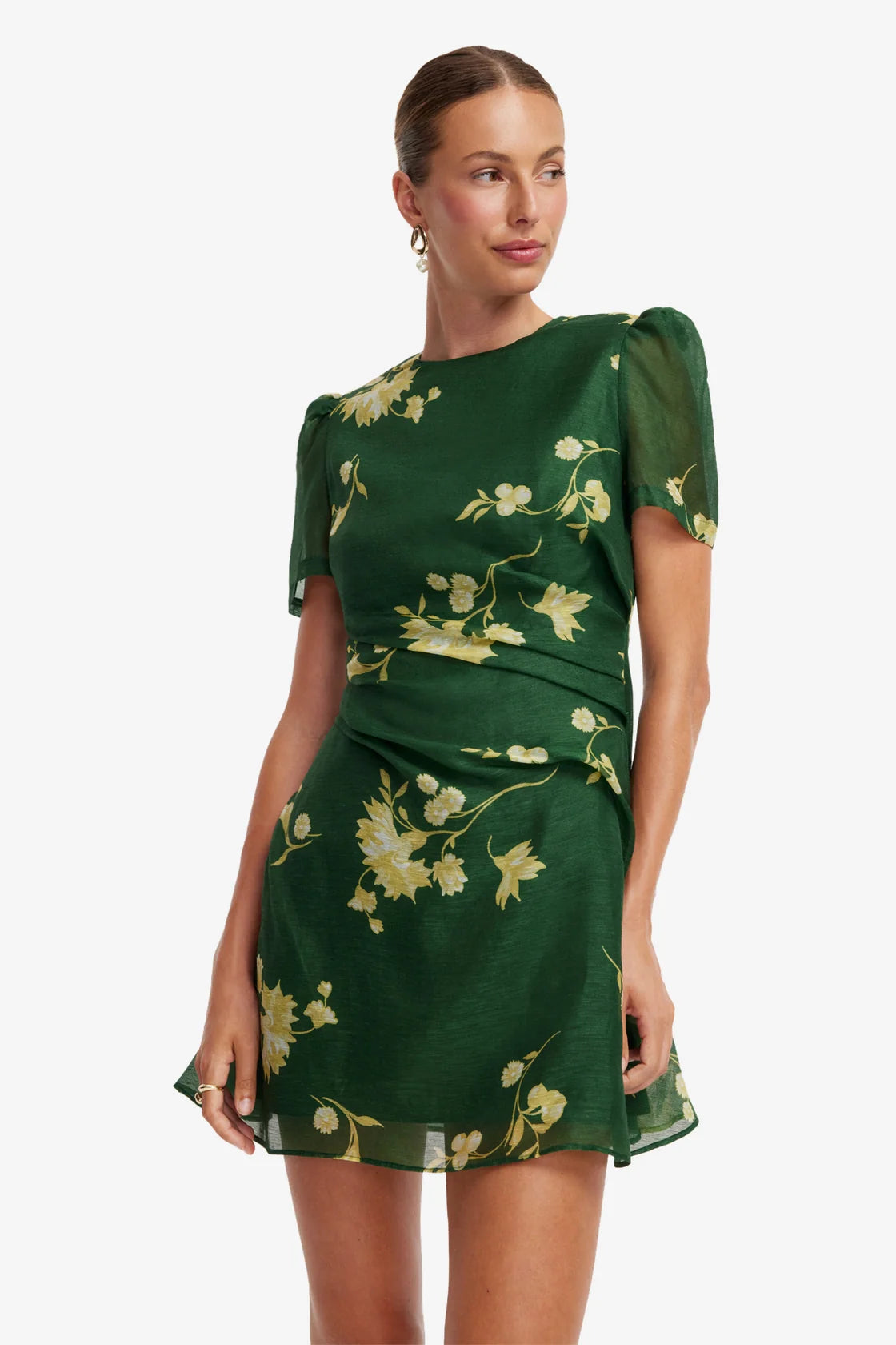 Leo Lin Elyse Short Sleeve Mini Dress - Forest Print