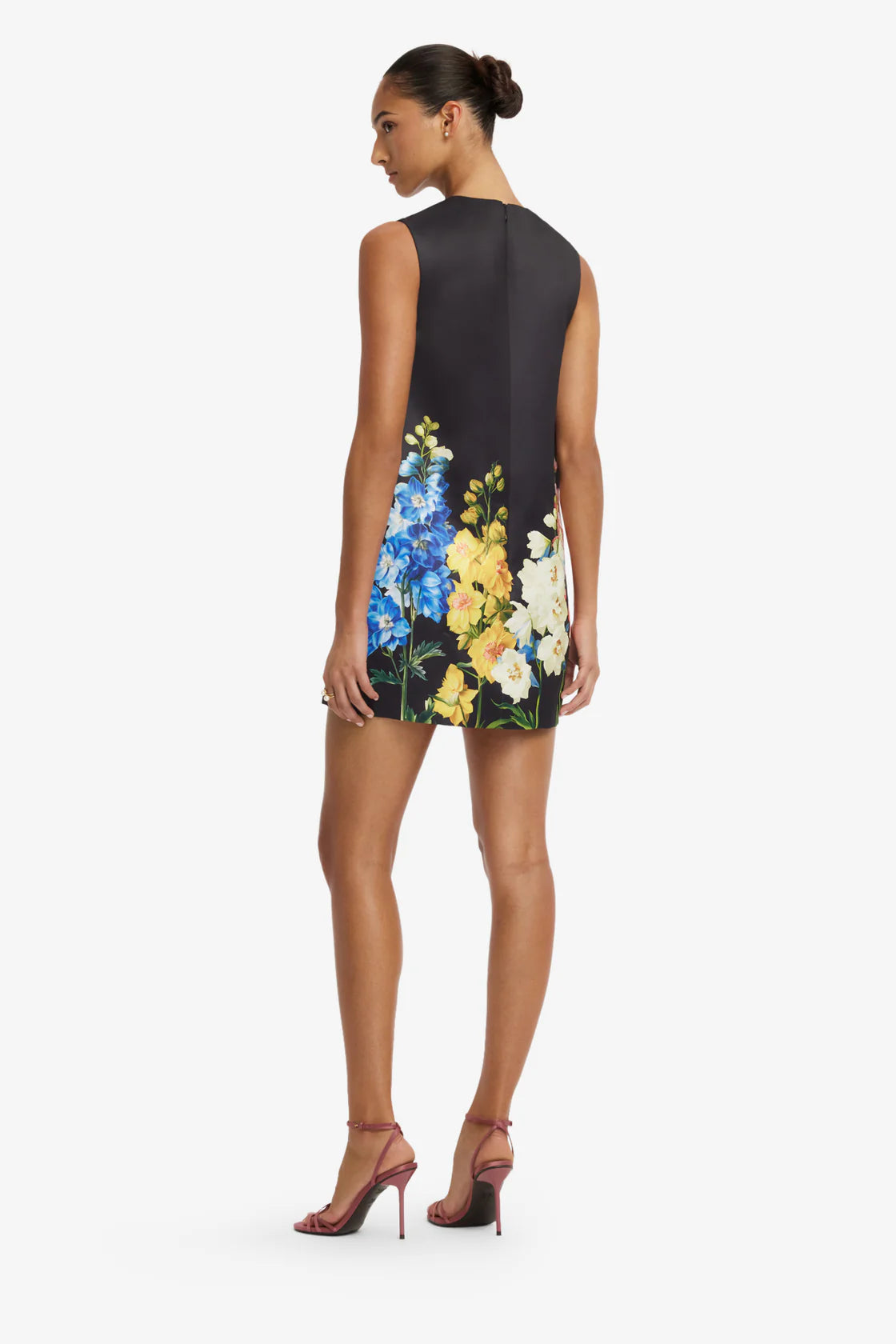 Leo Lin Yvonne Embroidered Mini Dress - Snapdragon Print in Ebony