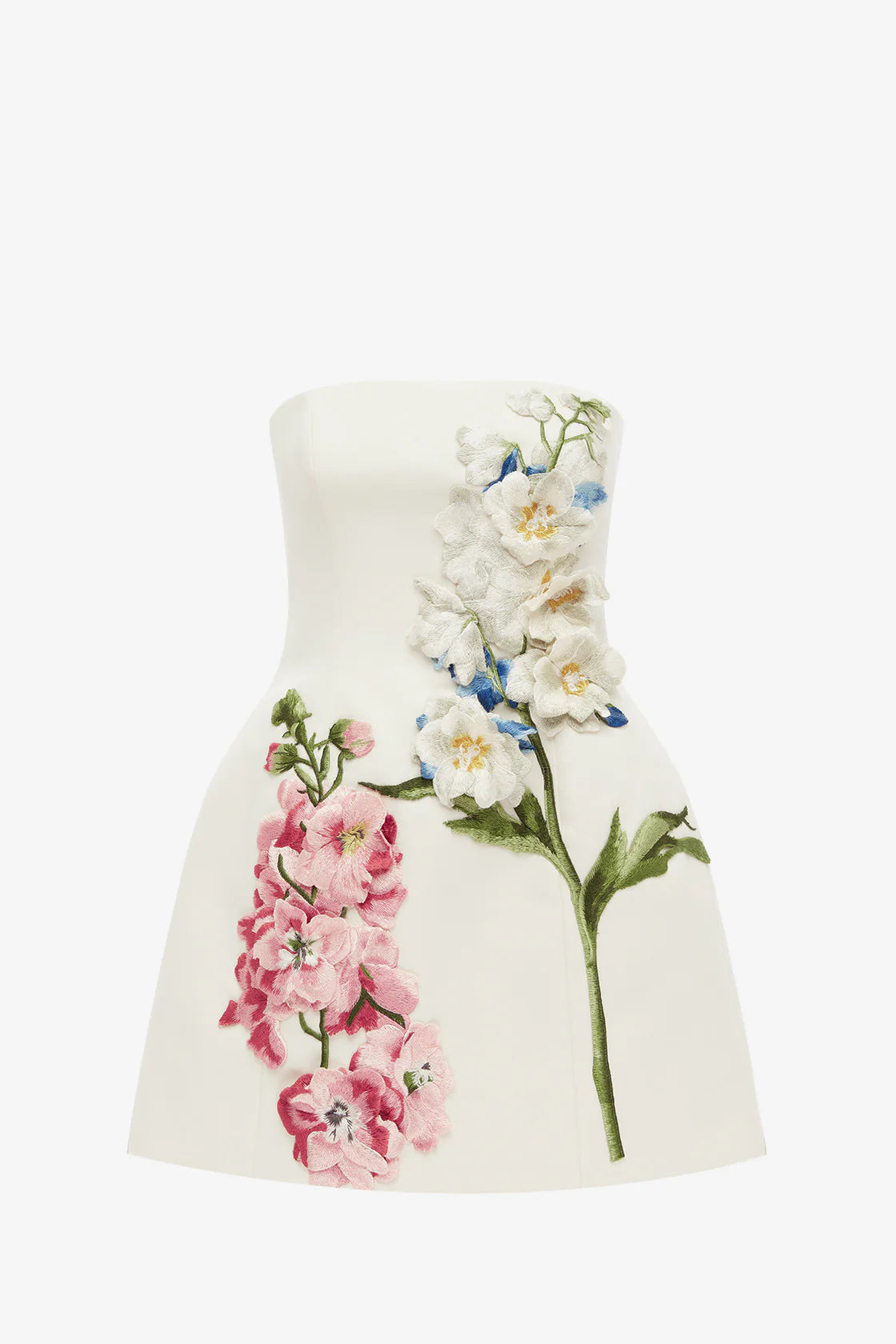 Leo Lin Roselle Embroidered Mini Dress - Snapdragon Print in Snow
