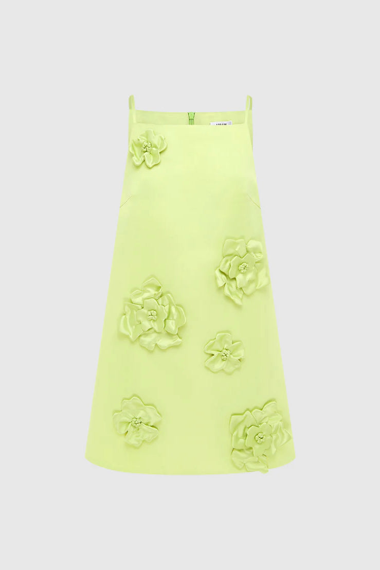 Leo Lin Leia Petal Mini Dress - Chartreuse