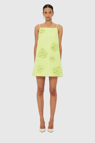 Leo Lin Leia Petal Mini Dress - Chartreuse