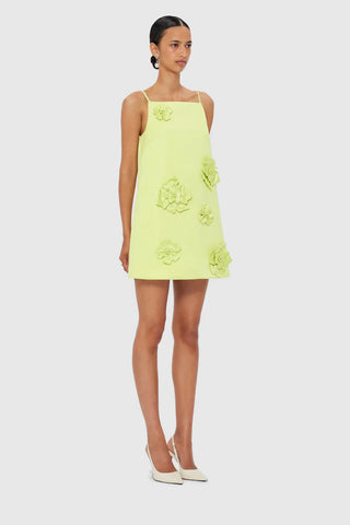 Leo Lin Leia Petal Mini Dress - Chartreuse