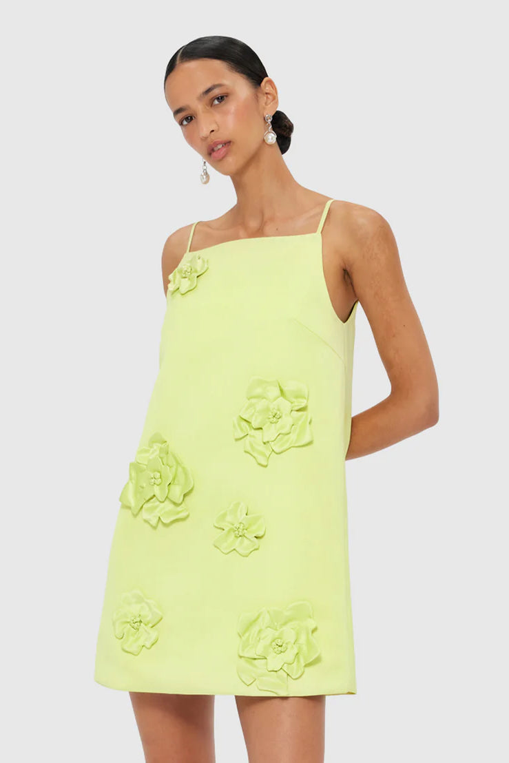 Leo Lin Leia Petal Mini Dress - Chartreuse - Dress Hire AU Leo Lin Leia Petal Mini Dress - Chartreuse - Dress Hire AU