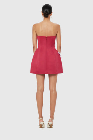 Leo Lin Rosario Appliqué Bustier Mini Dress - Lily Print in Oxblood