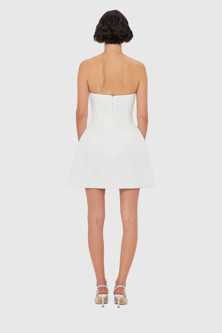 leo lin rosario dress Leo Lin Rosario Appliqué Bustier Mini Dress - Lily Print in Snow
