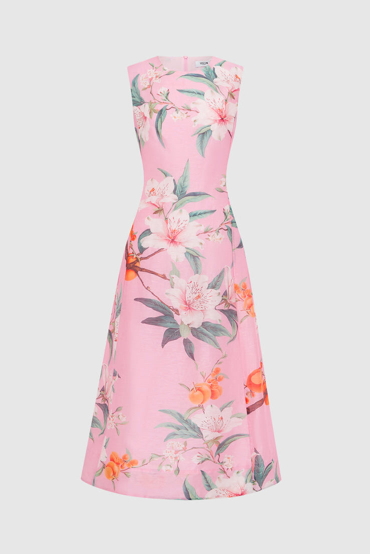 Leo Lin Cleo Sleeveless Midi Dress - Lavish Print in Pink