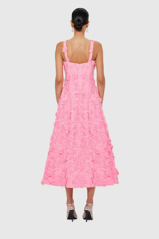 Leo Lin Odette Lace Midi Dress - Bubblegum
