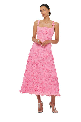 Leo Lin Odette Lace Midi Dress - Bubblegum
