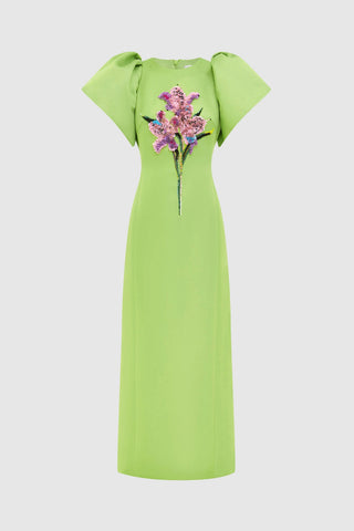Leo Lin Lucinda Embellished Maxi Dress - Lily Print in Parakeet
