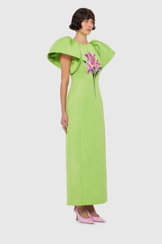 Leo Lin Lucinda Embellished Maxi Dress - Lily Print in Parakeet
