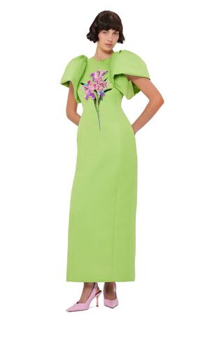 Leo Lin Lucinda Embellished Maxi Dress - Lily Print in Parakeet