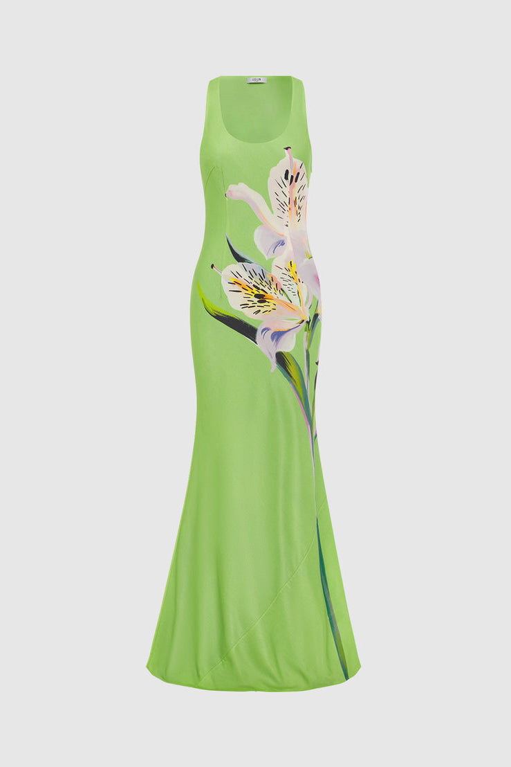 Leo Lin Helena Maxi Dress - Lily Print in Parakeet