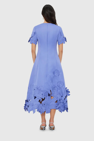 Leo Lin Caroline Appliqué Short Sleeve Midi Dress - Moonlight