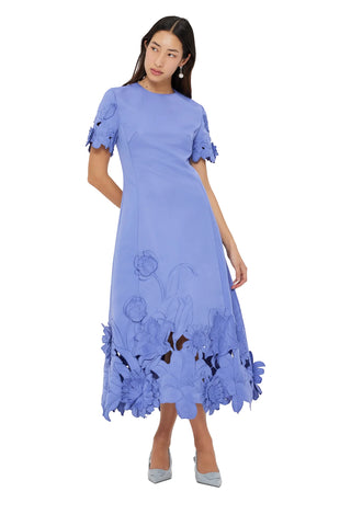 Leo Lin Caroline Appliqué Short Sleeve Midi Dress - Moonlight