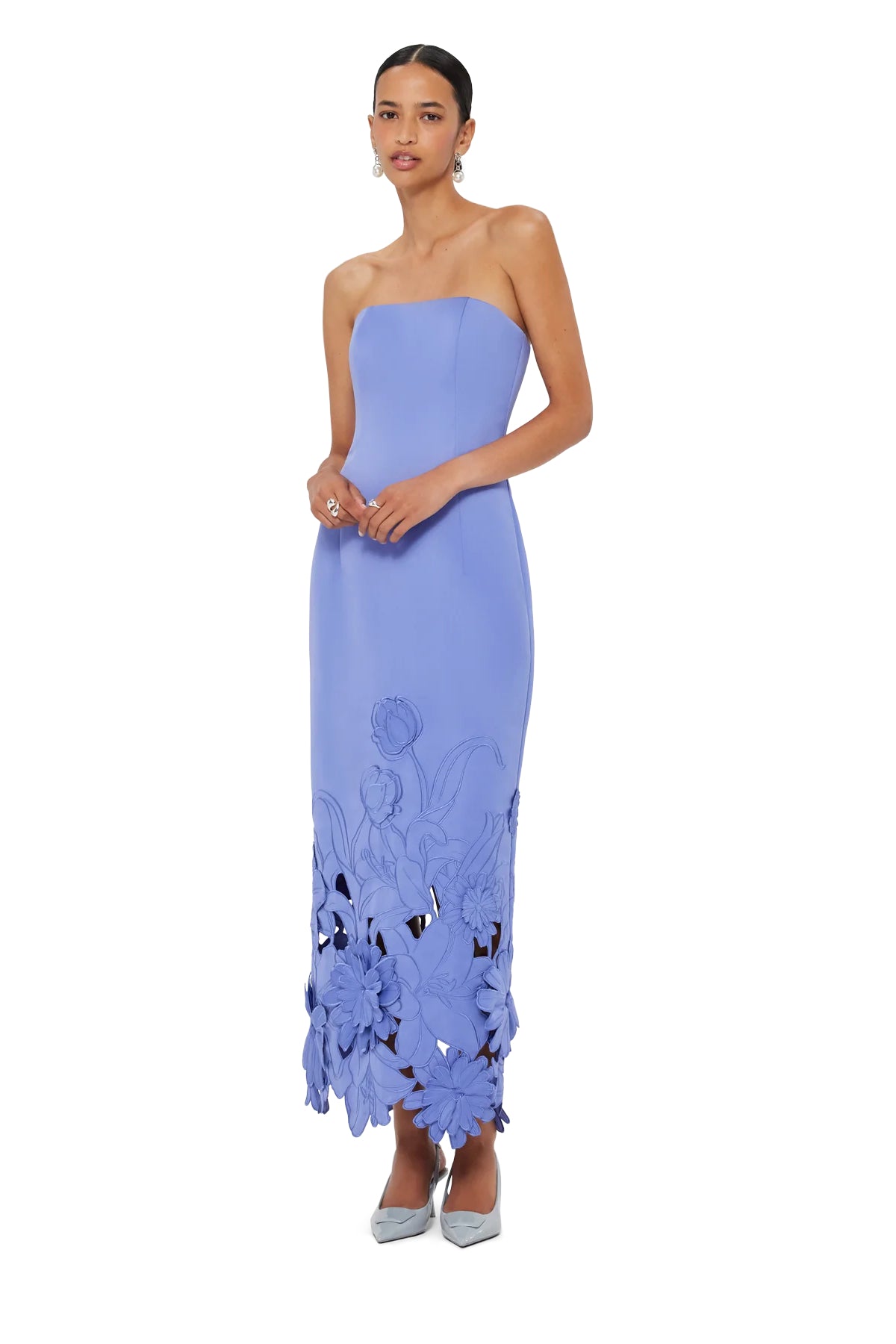 Leo Lin Rayna Appliqué Bustier Maxi Dress - Moonlight